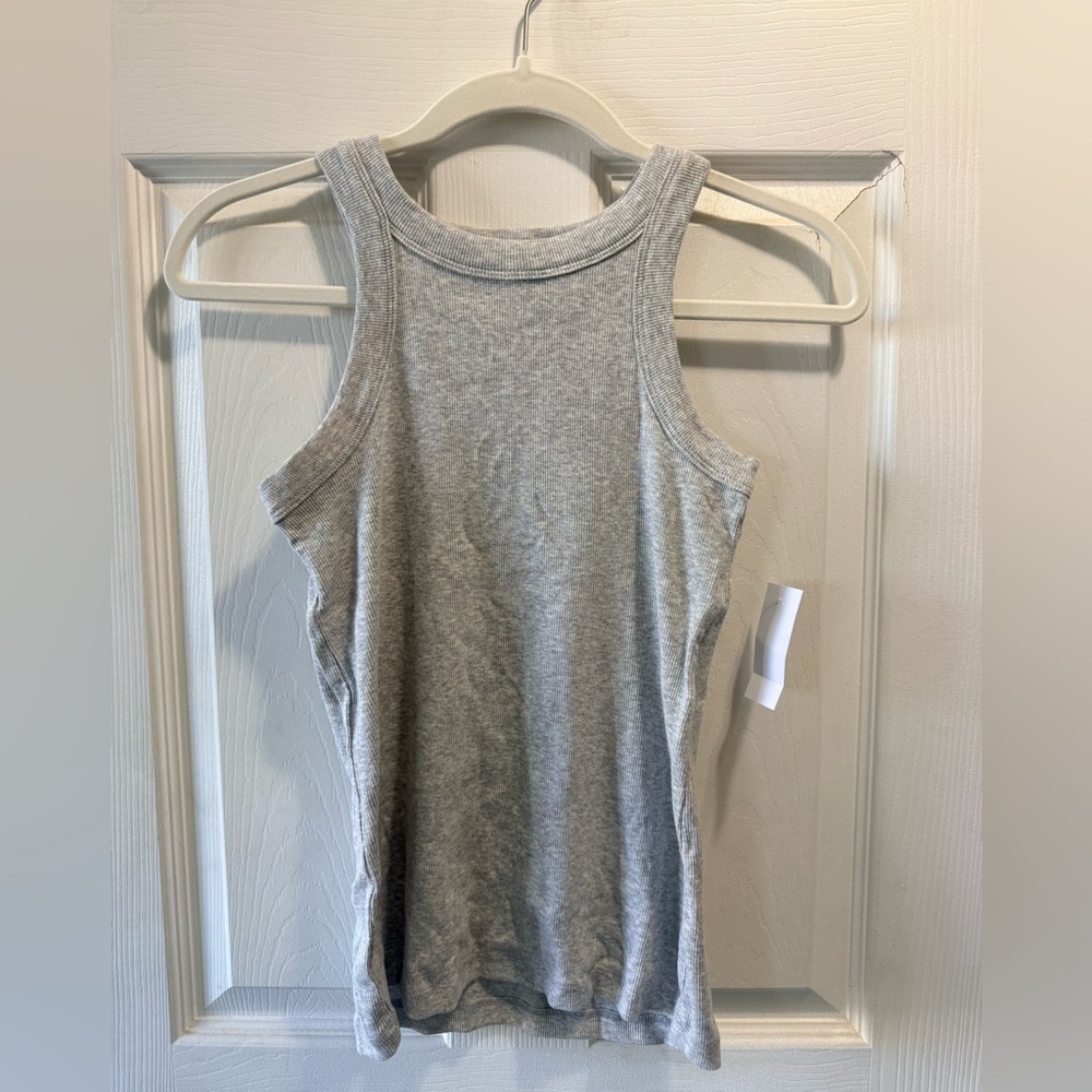 LOFT Ribbed Racerback Tank Gray Size Small NWT - Picture 2 of 4